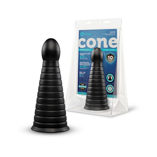 CONE - 10" TAPERED & RIBBED DILDO WITH SUCTION CUP - Red Velvet Boutique