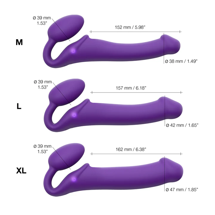 VIBRATING BENDABLE STRAP-ON - XL - PURPLE - Red Velvet Boutique