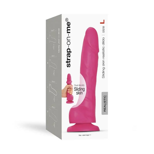 SLIDING SKIN REALISTIC DILDO FUCHSIA - L STRAP-ON-ME