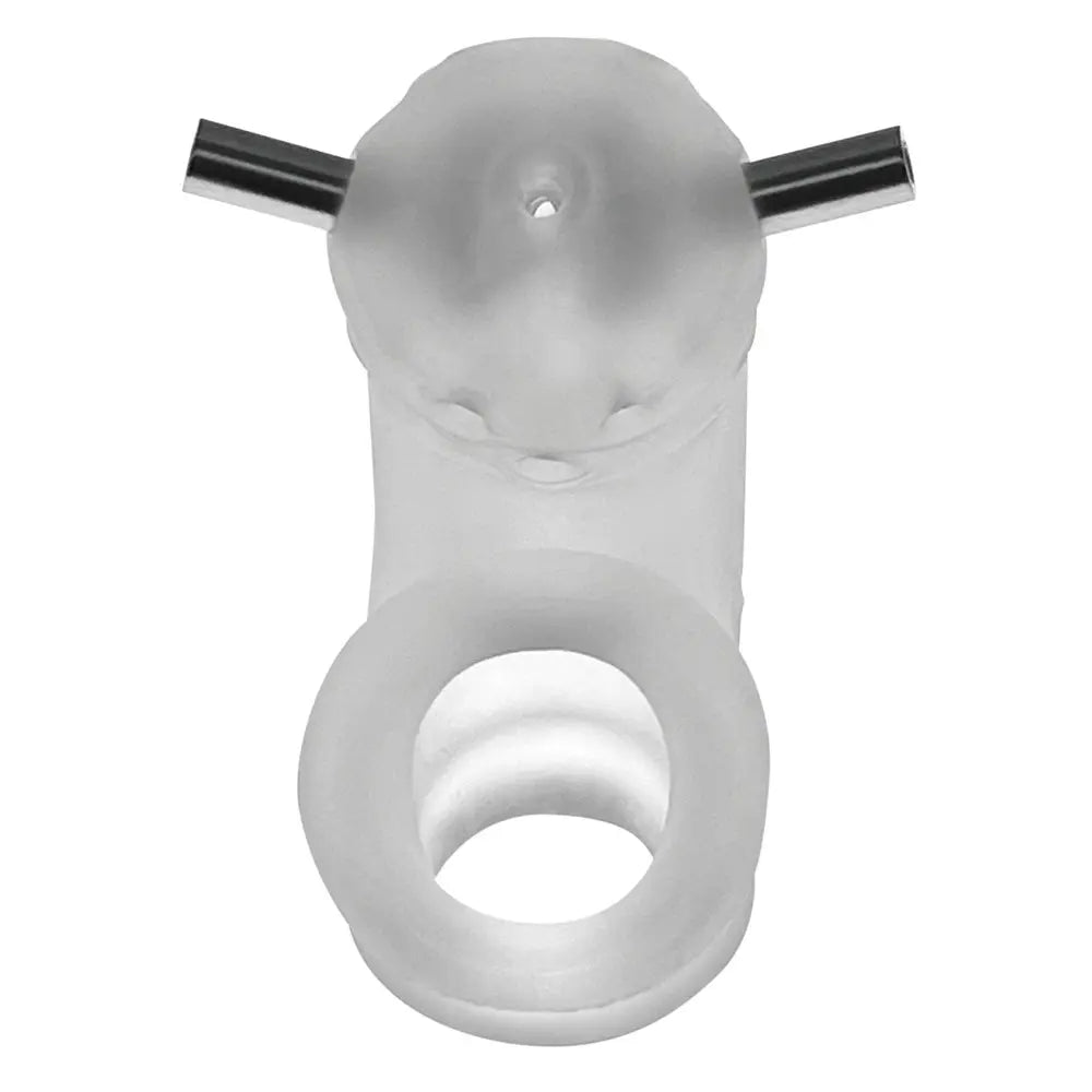 AIRLOCK ELECTRO, air-lite vented chastity, CLEAR ICE OXBALLS