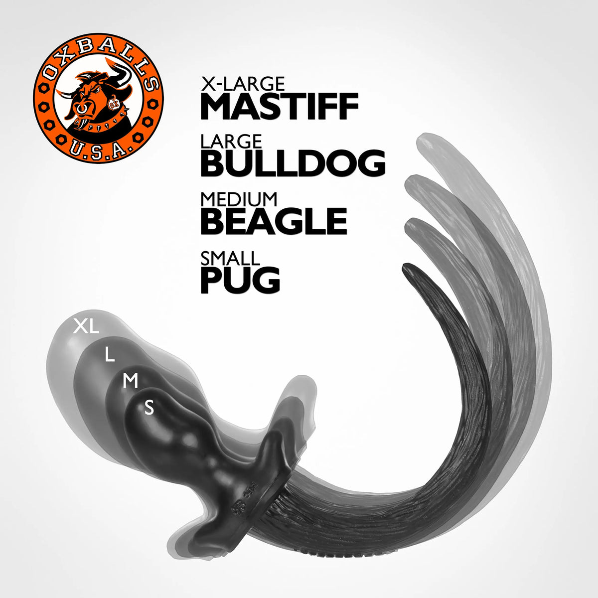 BEAGLE puppy tail buttplug BLACK Medium OXBALLS