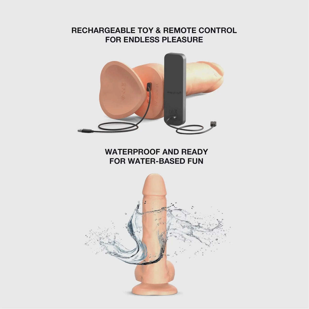 ROTATING & VIBRATING REALISTIC DILDO - L - VANILLA STRAP-ON-ME