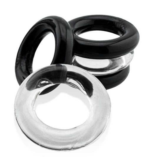 JACKER 5-STACK five-pack tube super-strong  cockrings CLEAR/ - Red Velvet Boutique