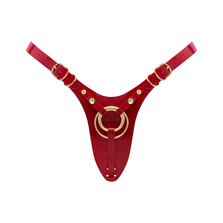 LEATHERETTE HARNESS FABULOUS - ONE SIZE - RED GLOSSY - Red Velvet Boutique