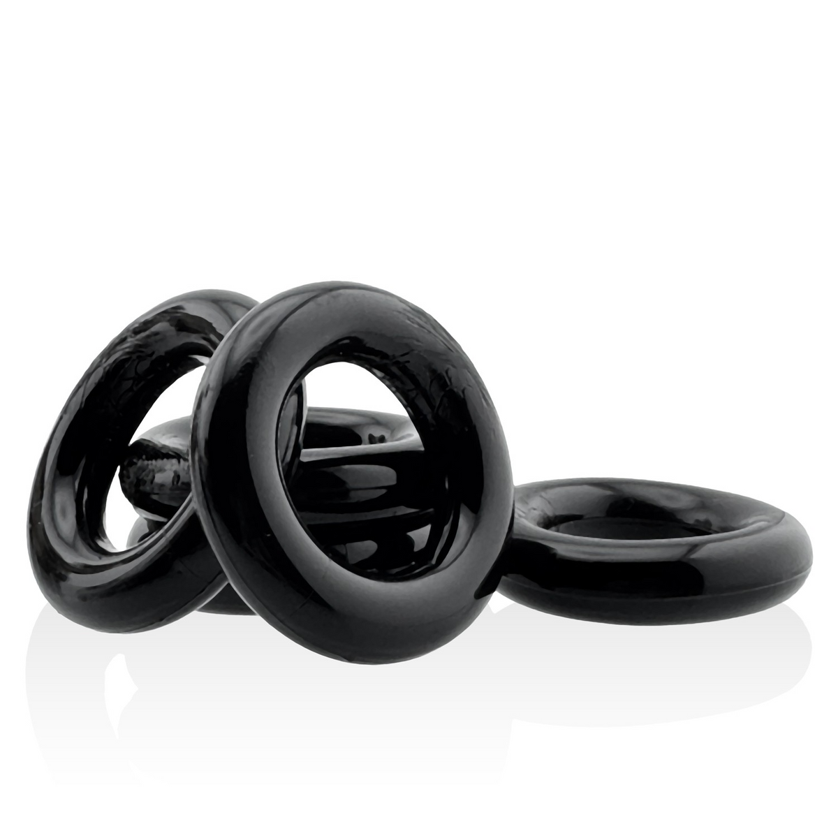 JACKER 5-STACK five-pack tube super-strong  cockrings BLACK - Red Velvet Boutique