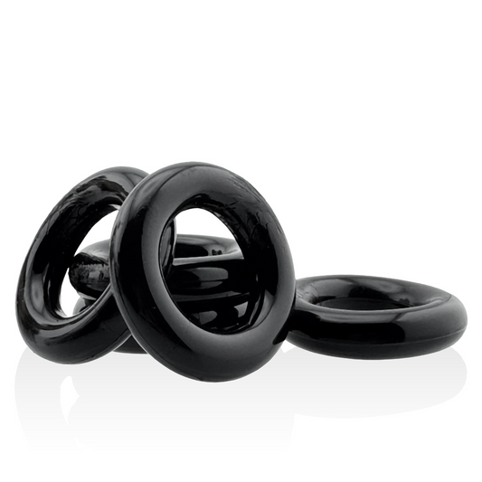 JACKER 5-STACK five-pack tube super-strong  cockrings BLACK - Red Velvet Boutique