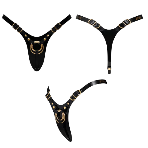 LEATHERETTE HARNESS FABULOUS - ONE SIZE - BLACK GLOSSY - Red Velvet Boutique