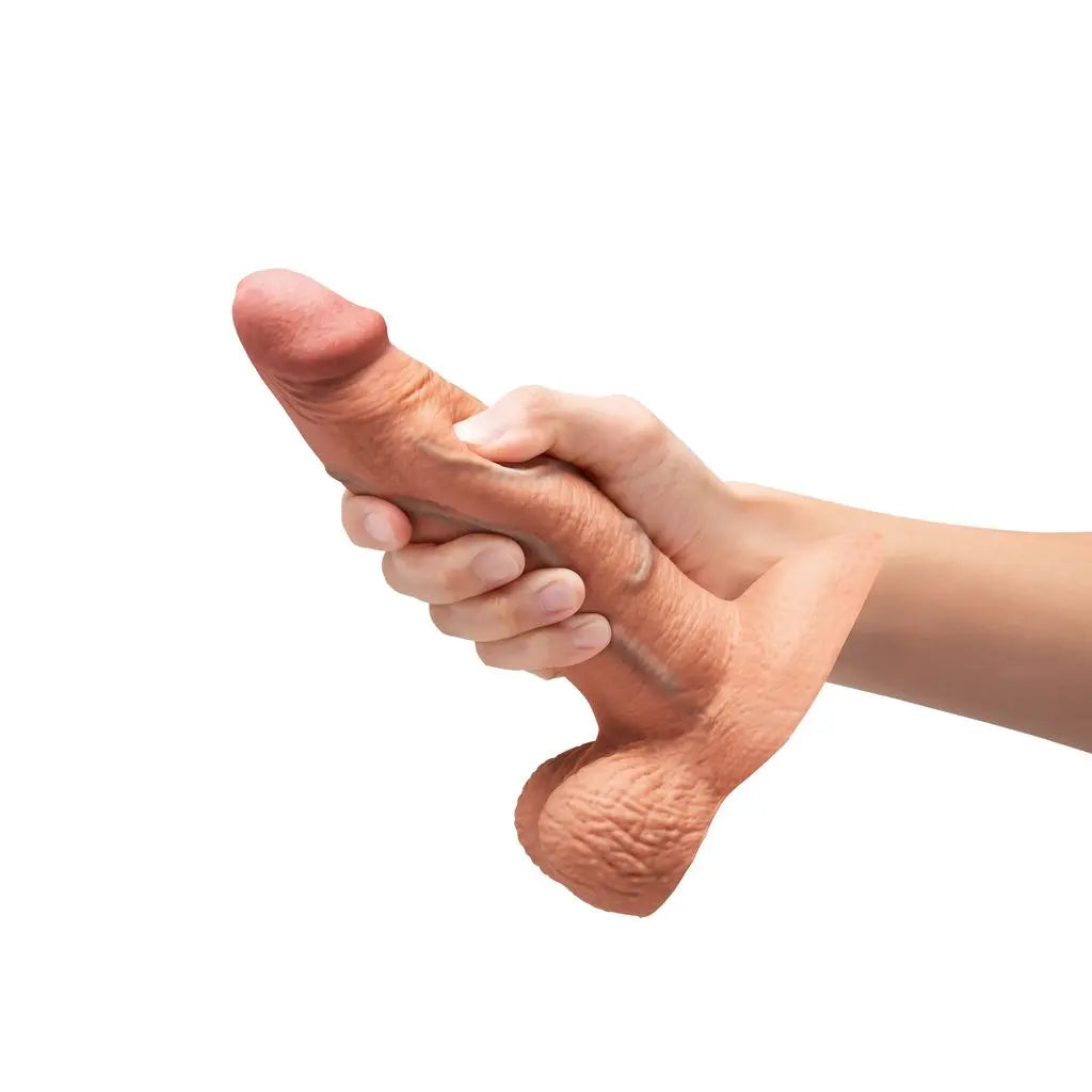 b-Vibe Slipskin Realistic Silicone Dildo 7" Girthy - Mocha b-Vibe