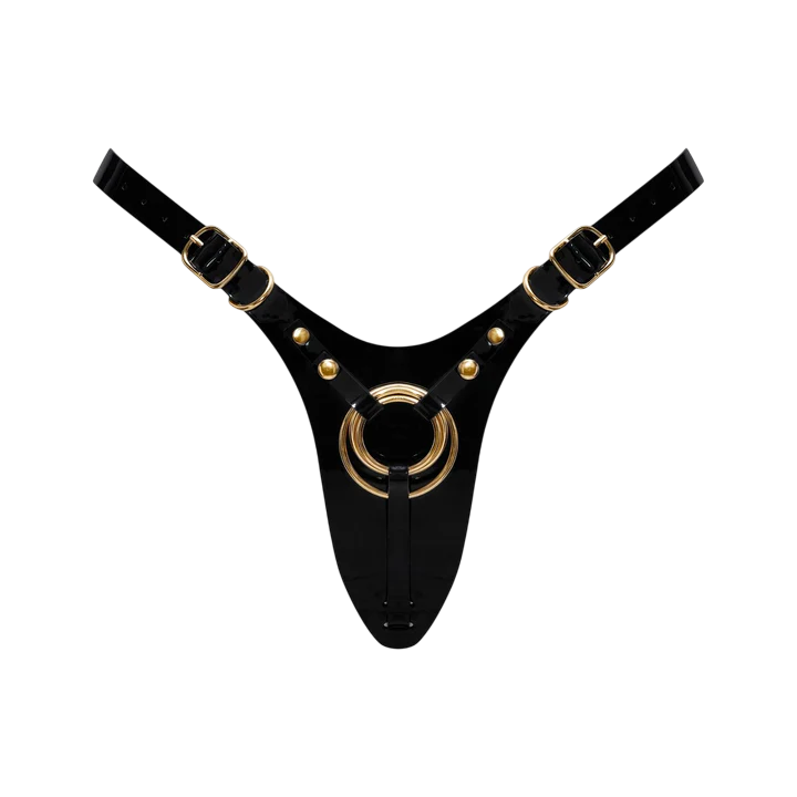 LEATHERETTE HARNESS FABULOUS - ONE SIZE - BLACK GLOSSY - Red Velvet Boutique