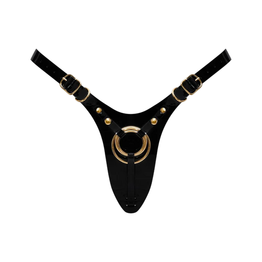 LEATHERETTE HARNESS FABULOUS - ONE SIZE - BLACK GLOSSY - Red Velvet Boutique