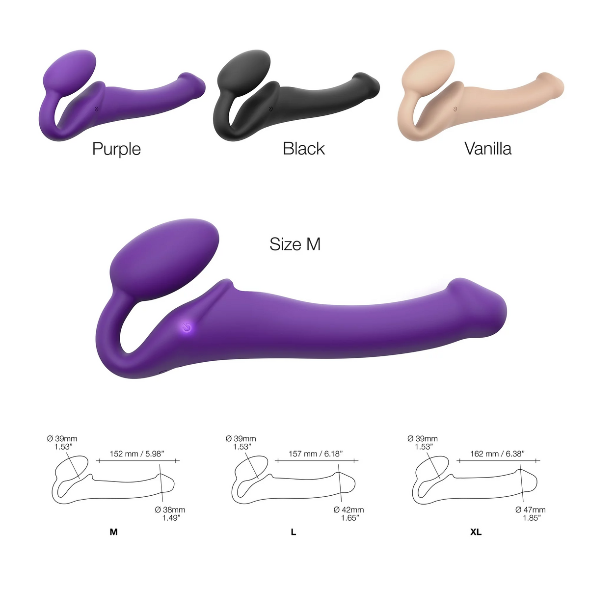 VIBRATING BENDABLE STRAP-ON - M - PURPLE - Red Velvet Boutique