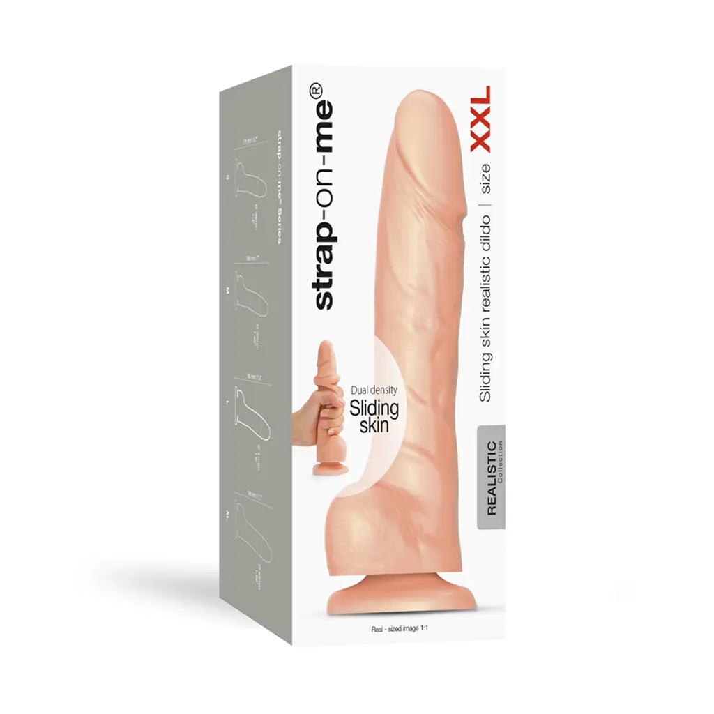 SLIDING SKIN REALISTIC DILDO VANILLA XXL STRAP-ON-ME