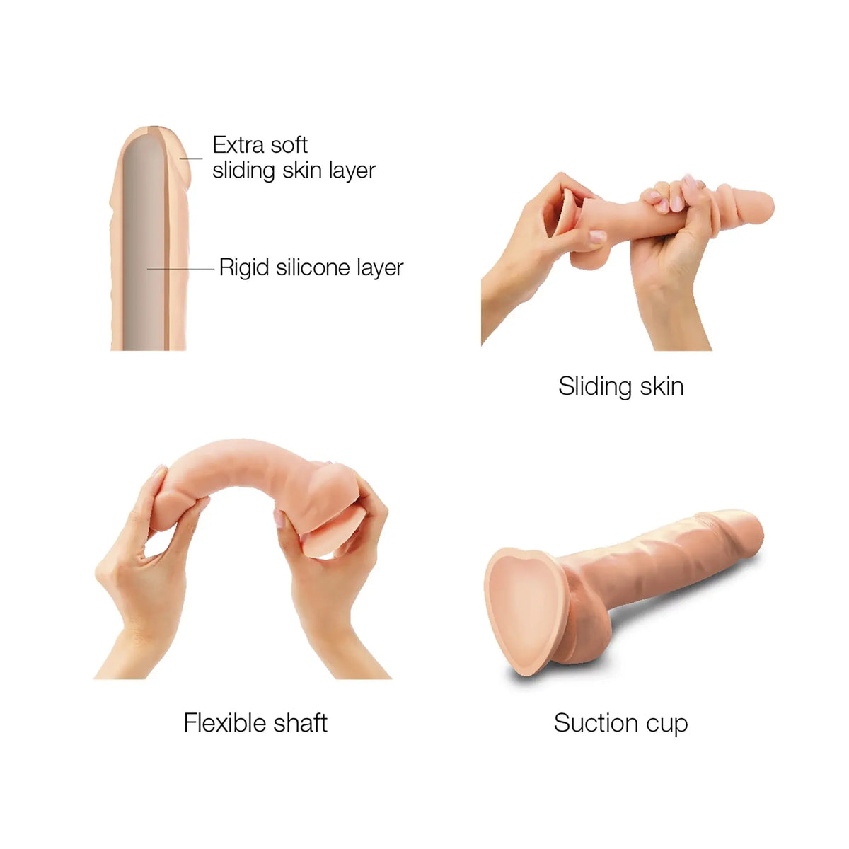 SLIDING SKIN REALISTIC DILDO VANILLA XXL STRAP-ON-ME