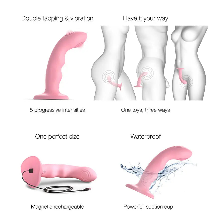 TAPPING DILDO WAVE - CORAL PINK STRAP-ON-ME