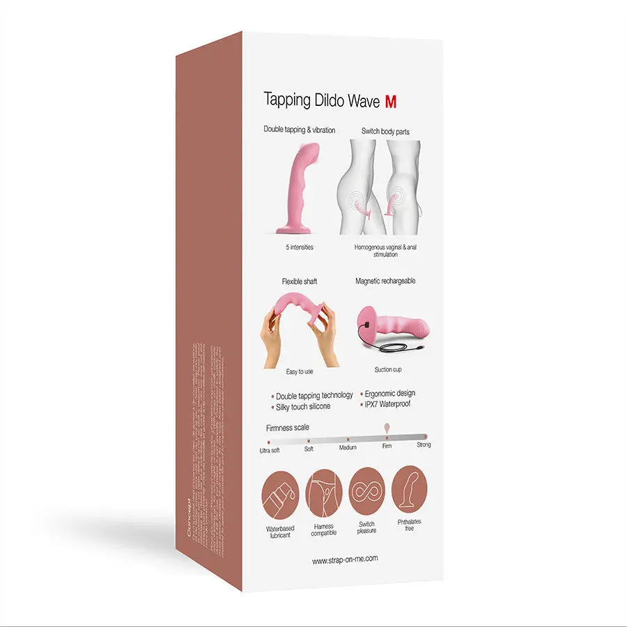 TAPPING DILDO WAVE - CORAL PINK STRAP-ON-ME