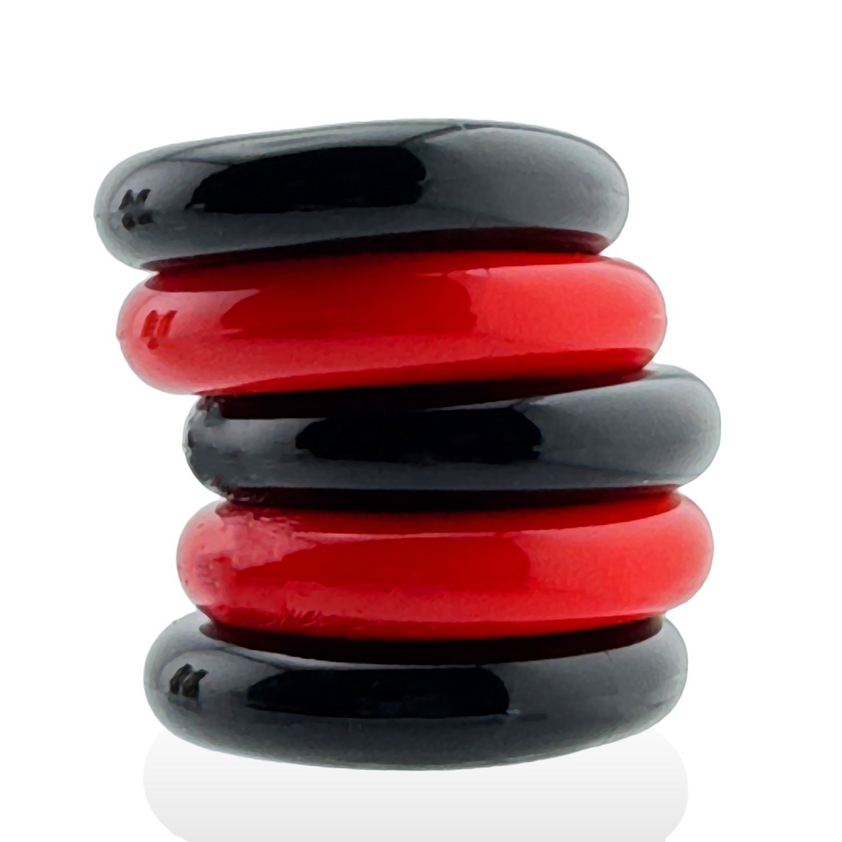 JACKER 5-STACK five-pack tube super-strong  cockrings RED/BL - Red Velvet Boutique