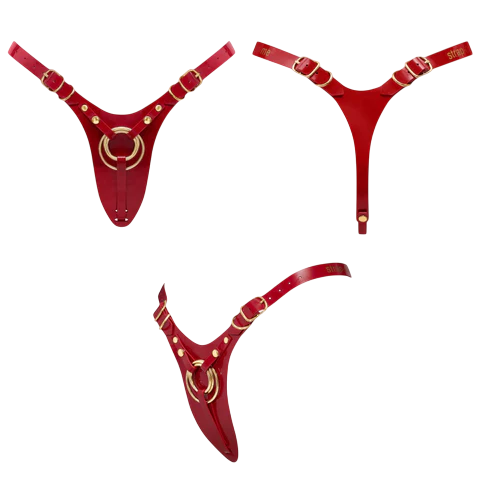 LEATHERETTE HARNESS FABULOUS - ONE SIZE - RED GLOSSY - Red Velvet Boutique
