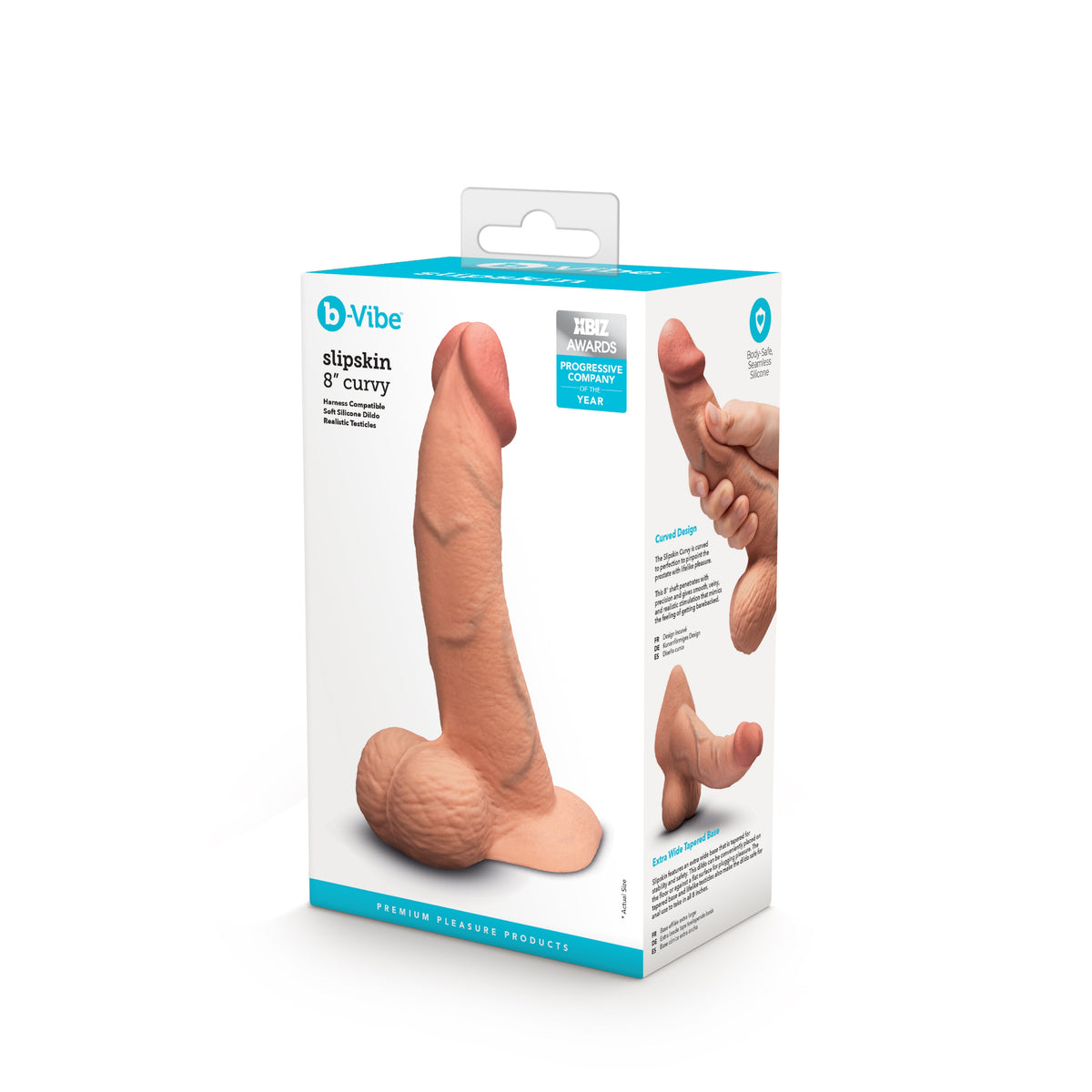 Slipskin Realistic Silicone Dildo - 8" Curvy Mocha - Red Velvet Boutique