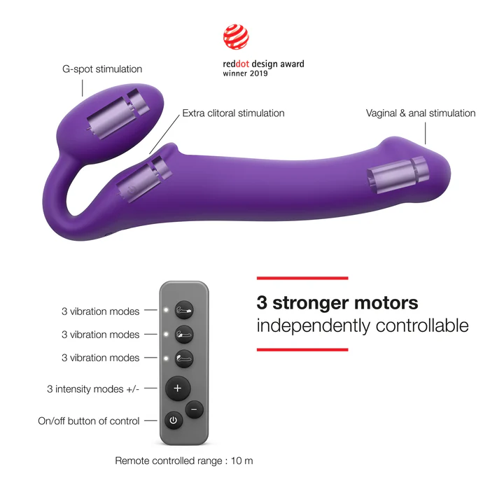 VIBRATING BENDABLE STRAP-ON - XL - PURPLE - Red Velvet Boutique