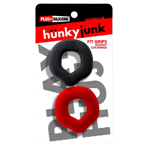 FIT GRIPS 2-pack ergo-fit cockrings BLACK/RED - Red Velvet Boutique
