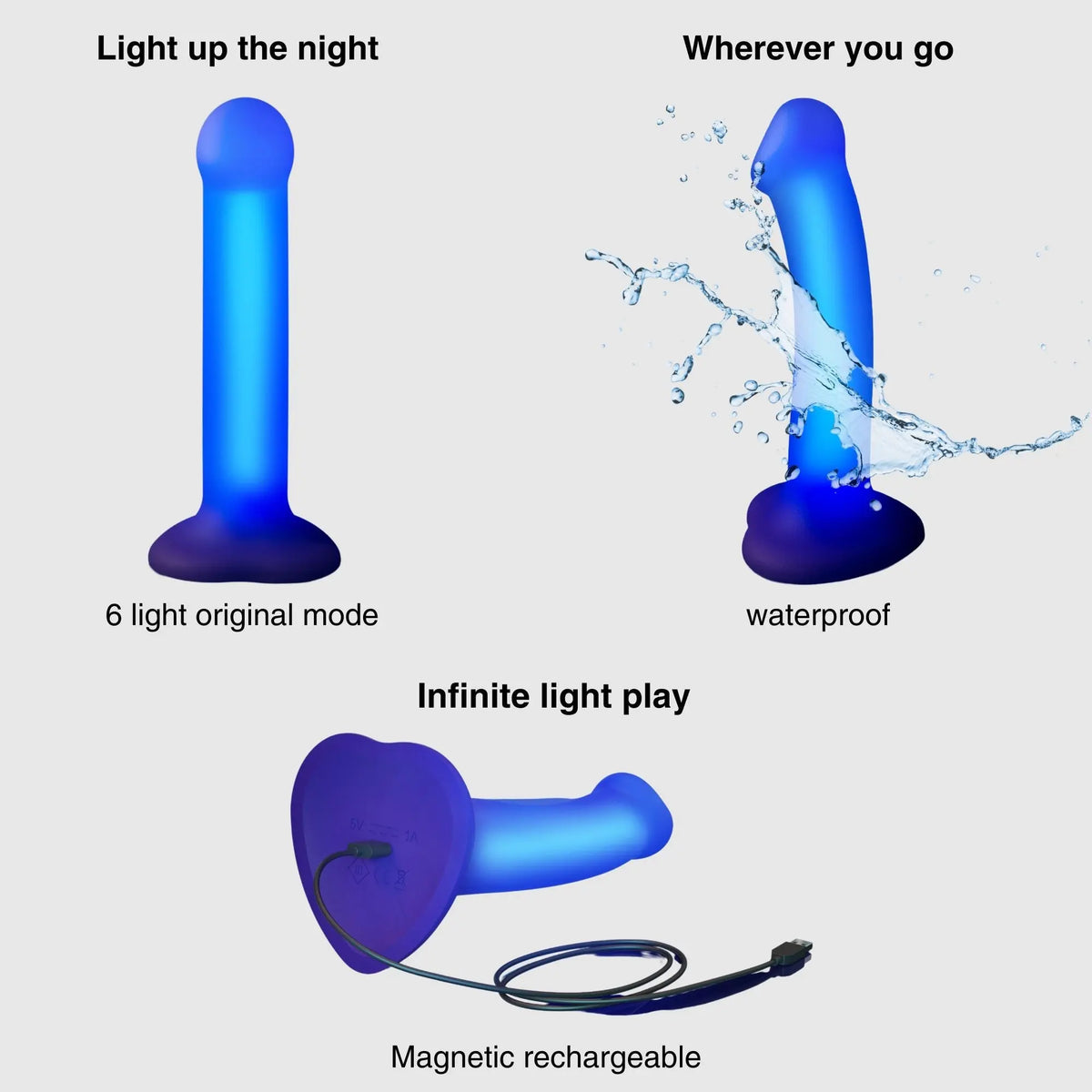 GLOW-LED DILDO PURPLE - M STRAP-ON-ME