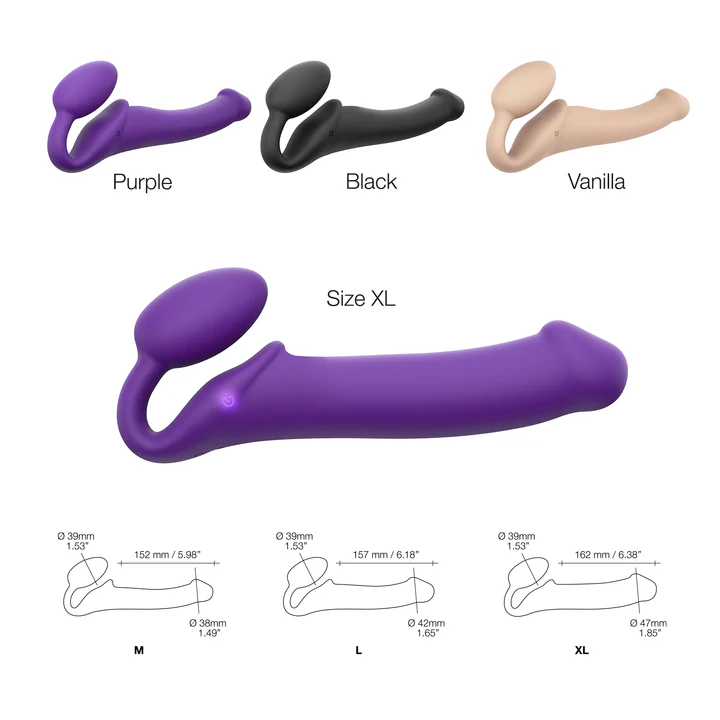 VIBRATING BENDABLE STRAP-ON - XL - PURPLE - Red Velvet Boutique