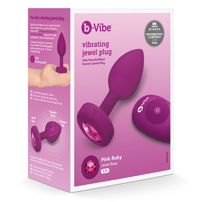 VIBRATING JEWEL PLUG | S/M | FUCHSIA - Red Velvet Boutique
