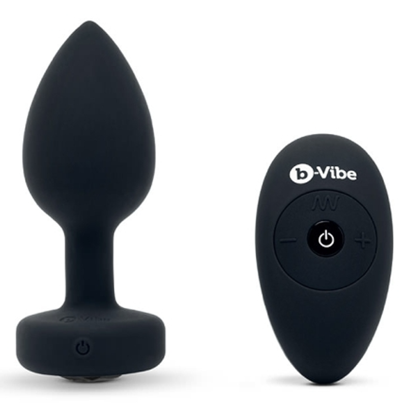 VIBRATING JEWEL PLUG | M/L | BLACK - Red Velvet Boutique