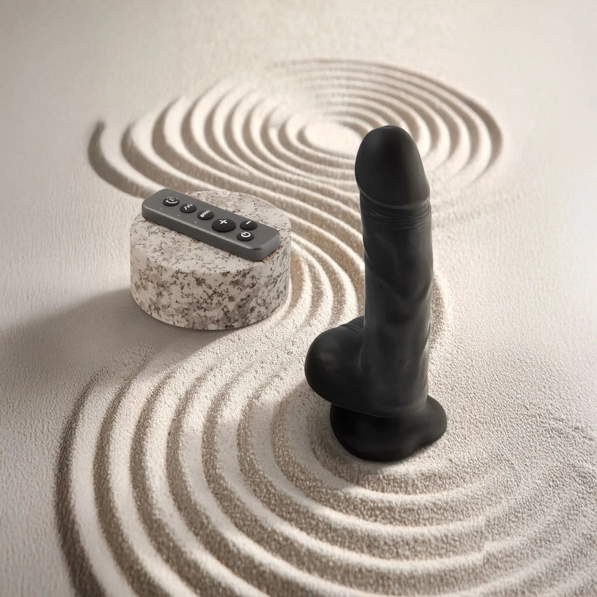 ROTATING & VIBRATING REALISTIC DILDO - L - BLACK STRAP-ON-ME