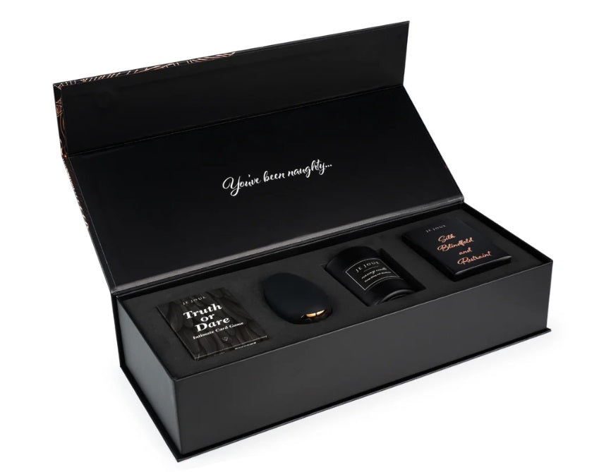 Naughty Gift Set: Black Truth or Dare Cards, Mimi, Massage Candle, Silk Blindfold & Restraint - Red Velvet Boutique