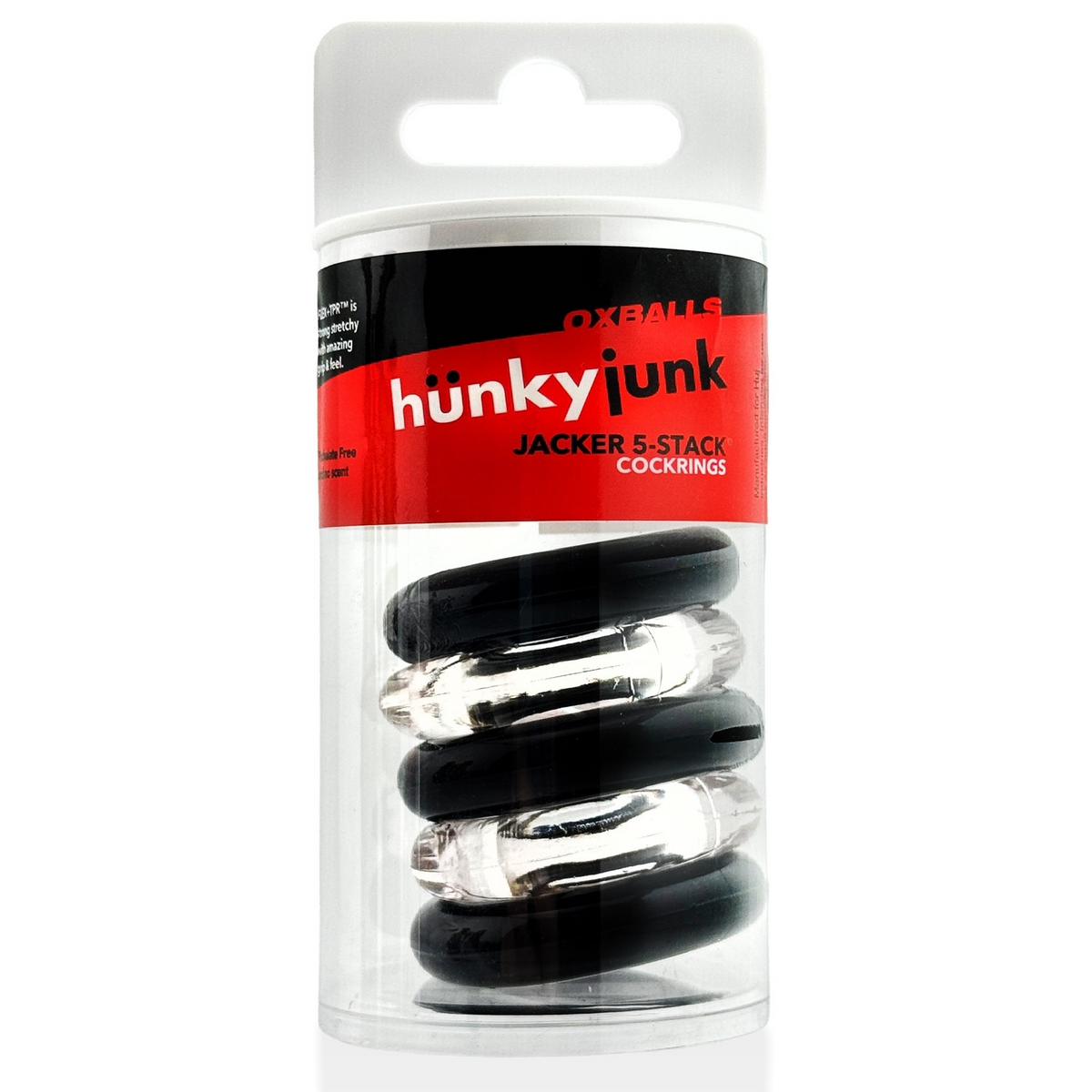 JACKER 5-STACK five-pack tube super-strong  cockrings CLEAR/ - Red Velvet Boutique