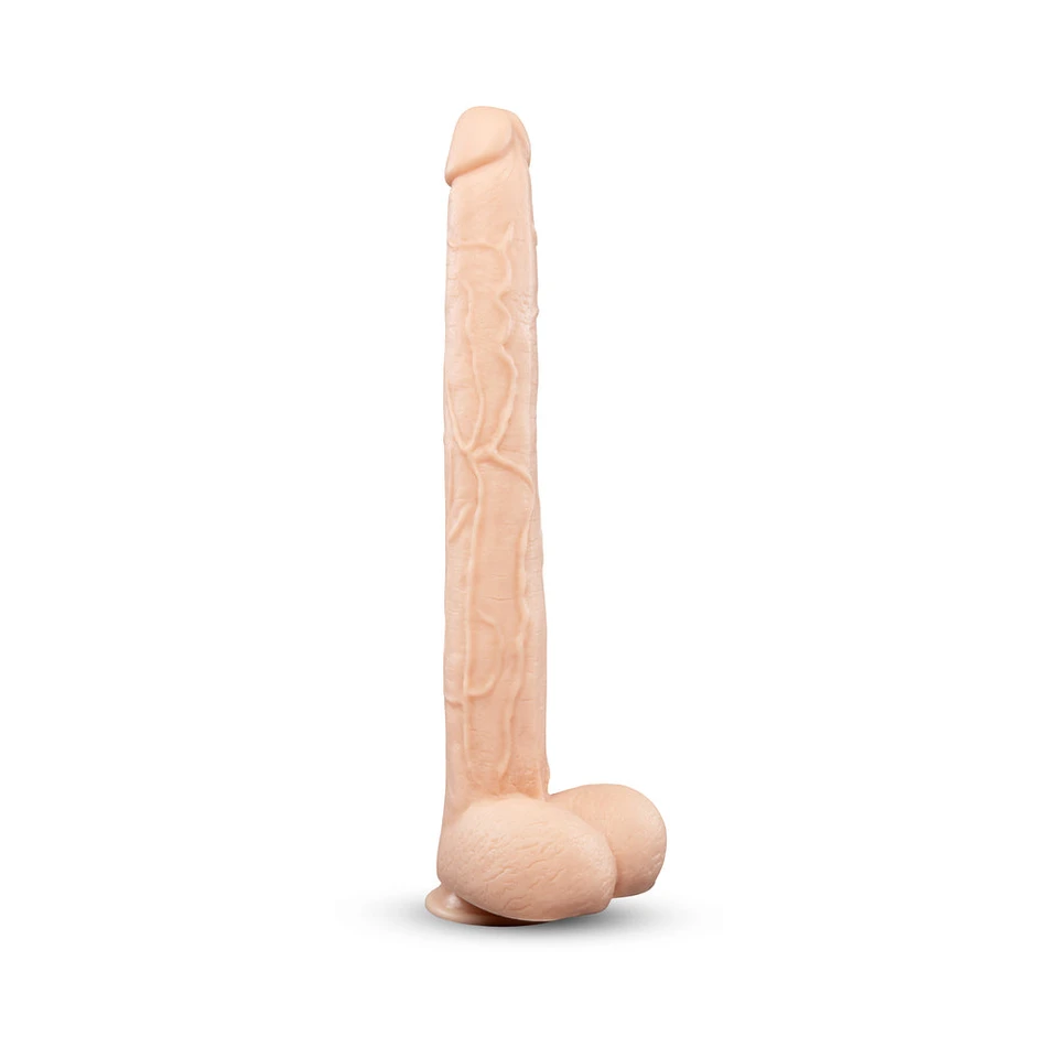 BONE - 17" DEEP-INSERT DILDO WITH REALISTIC BALLS AND SUCTIO - Red Velvet Boutique