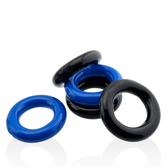 JACKER 5-STACK five-pack tube super-strong  cockrings BLUE/B - Red Velvet Boutique