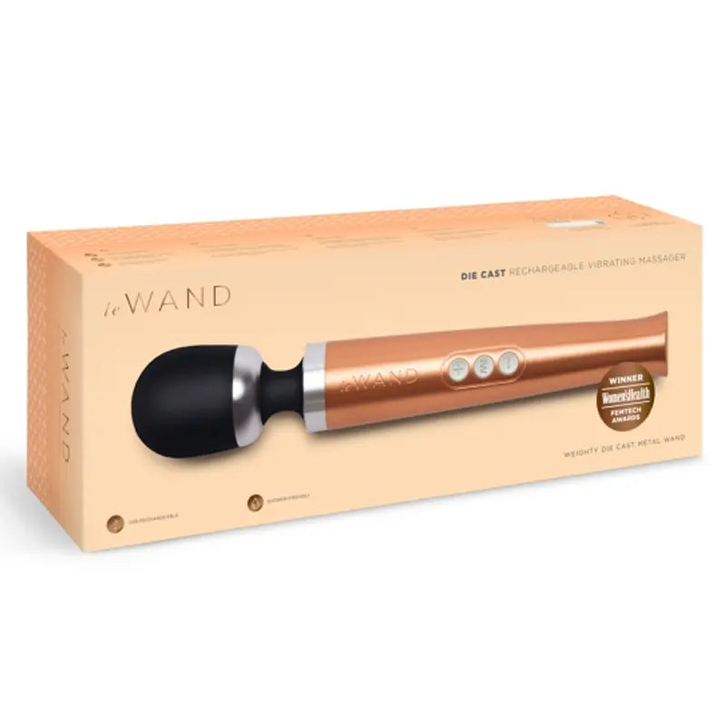 Die Cast Rechargeable Vibrating Massager - Rose Gold LE Wand