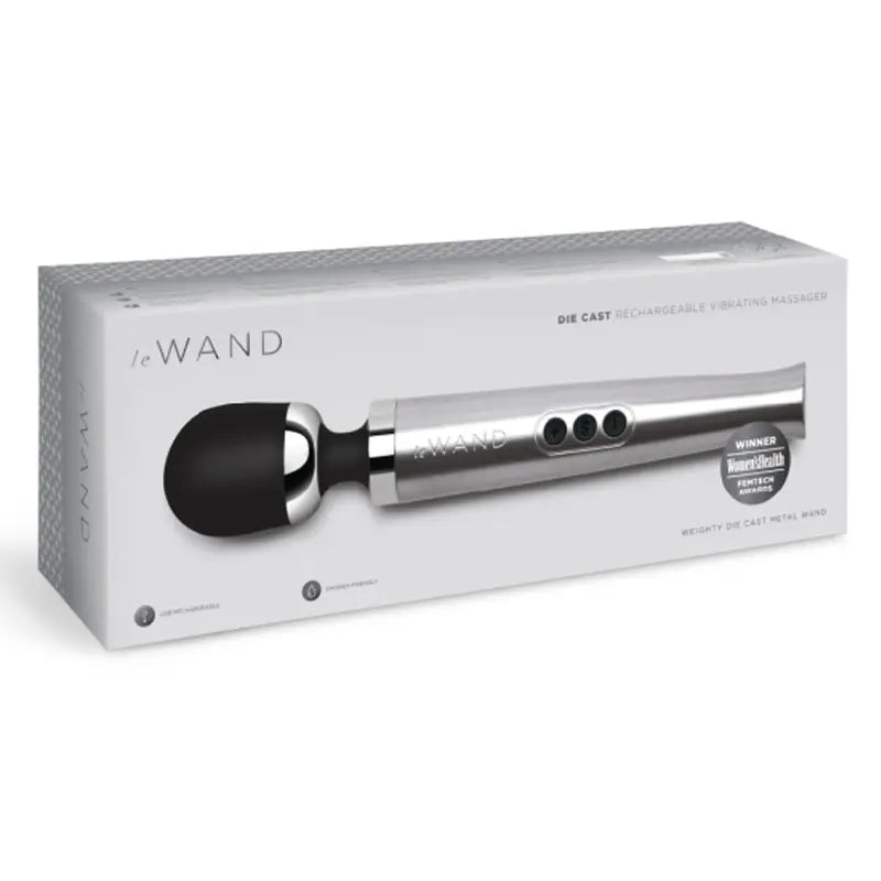Die Cast Rechargeable Vibrating Massager - Silver LE Wand