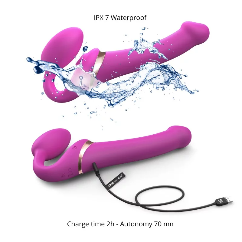 MULTI ORGASM BENDABLE STRAP-ON - S - FUCHSIA - Red Velvet Boutique