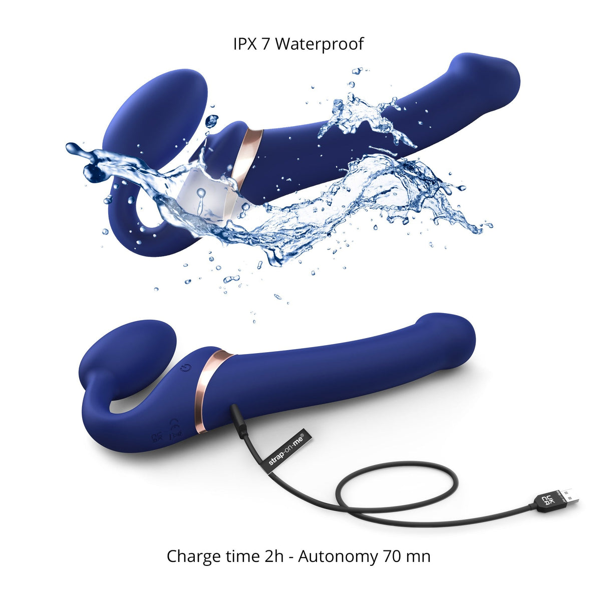 MULTI ORGASM BENDABLE STRAP-ON - S - NIGHT BLUE - Red Velvet Boutique