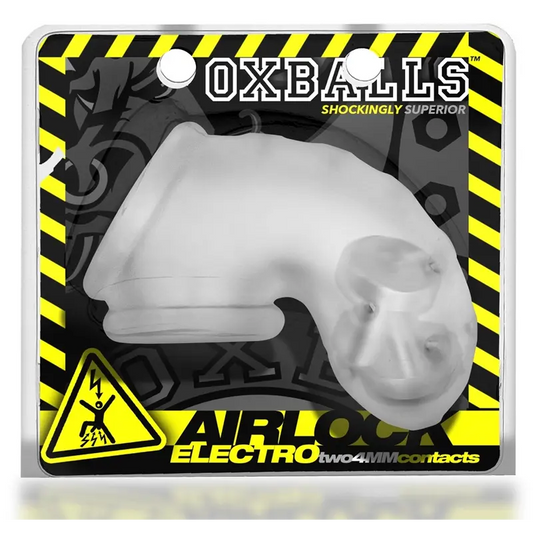 AIRLOCK ELECTRO, air-lite vented chastity, CLEAR ICE OXBALLS
