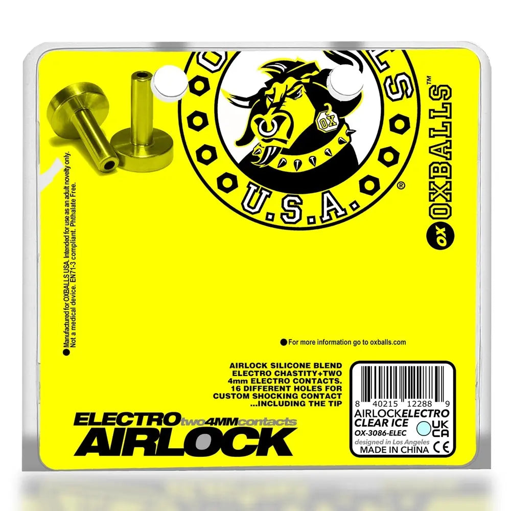 AIRLOCK ELECTRO, air-lite vented chastity, CLEAR ICE OXBALLS