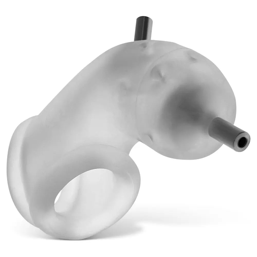 AIRLOCK ELECTRO, air-lite vented chastity, CLEAR ICE OXBALLS