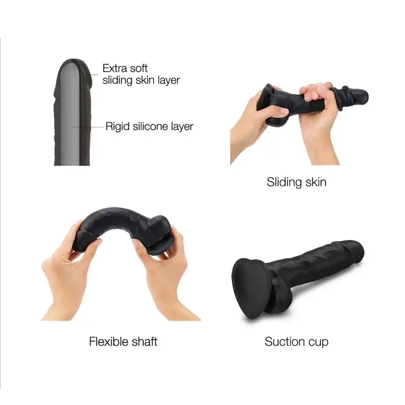 SLIDING SKIN REALISTIC DILDO BLACK XXL STRAP-ON-ME